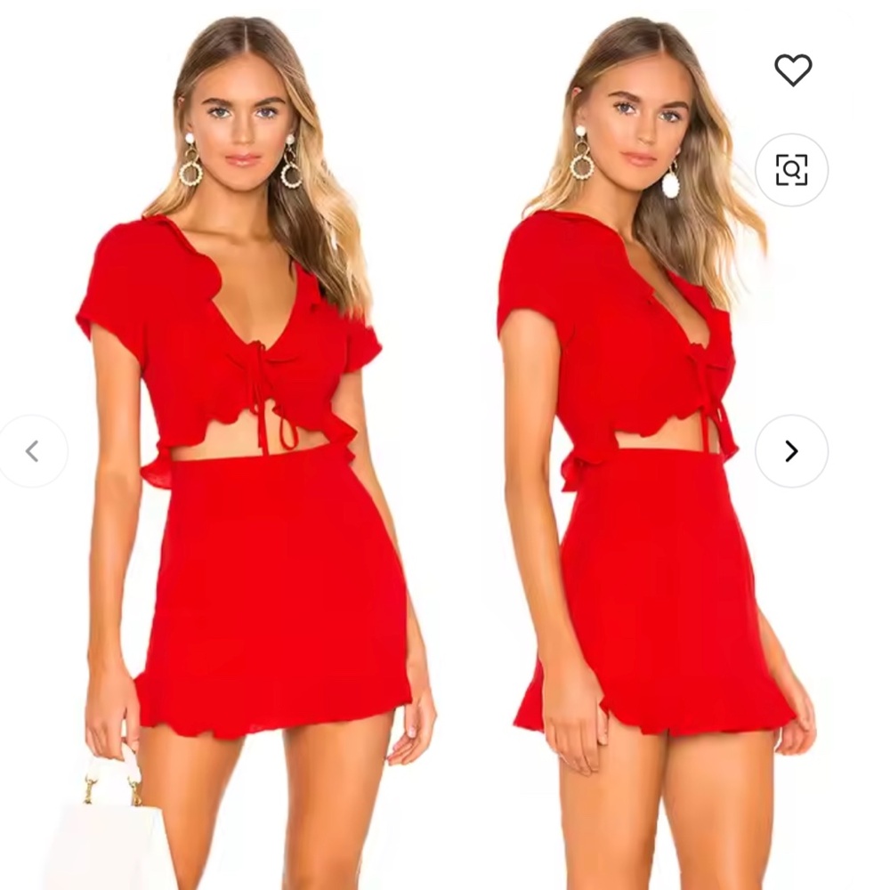 Superdown Mia Ruffle Tie Front Mini Dress - Small